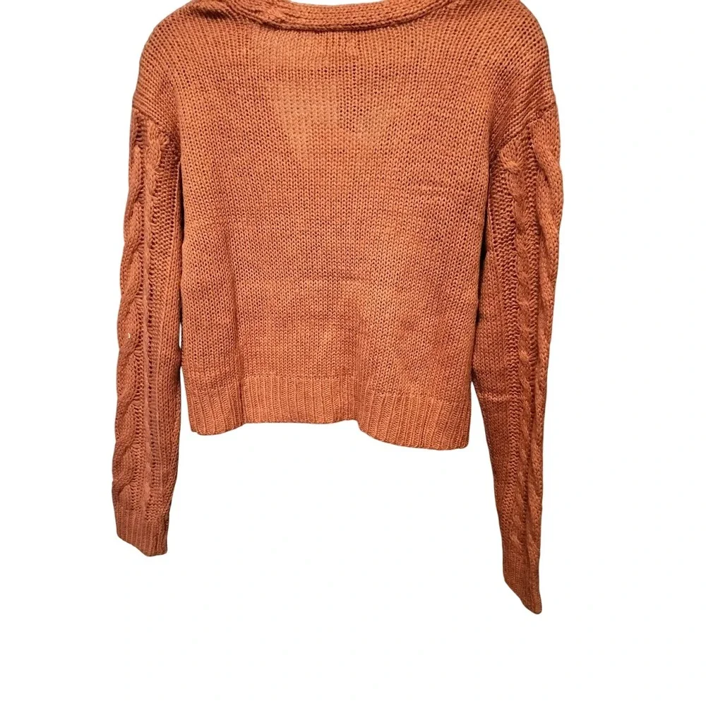 Sunset and‎ Sixth Orange Cable Knit Sweater Skirt Set Size Medium